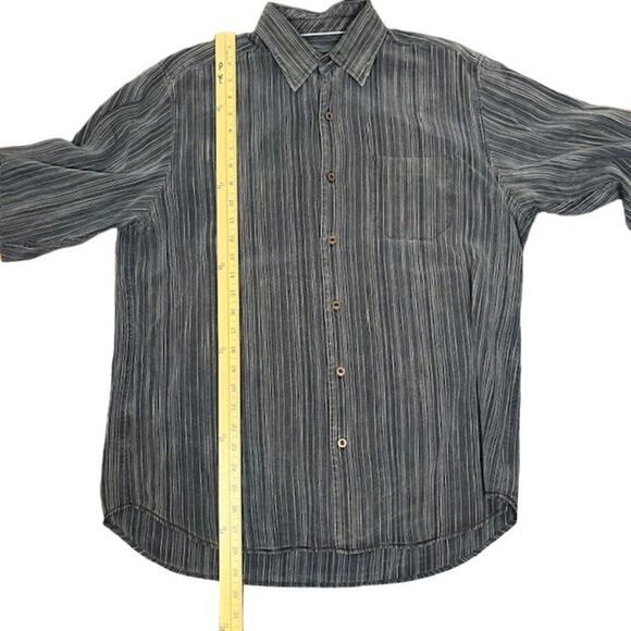 Tommy Bahama Silk Blend Button Down Shirt Navy Textured Size XL - Picture 4 of 11